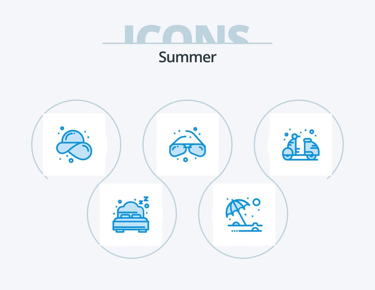 Summer Blue Icon Pack 5 Icon Design. bike. geek. fashion. view. glasses vector