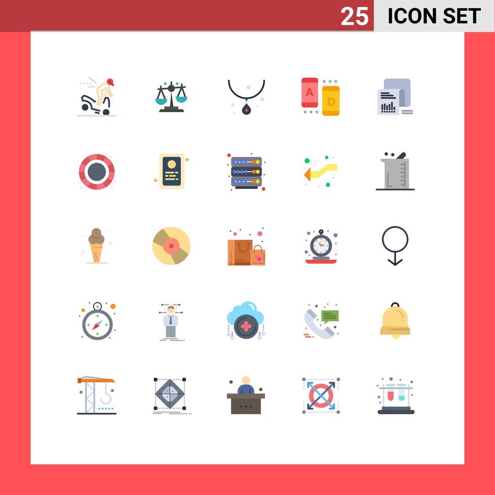 Set of 25 Vector Flat Colors on Grid for data tablet diamond online ad Editable Vector Design Elements