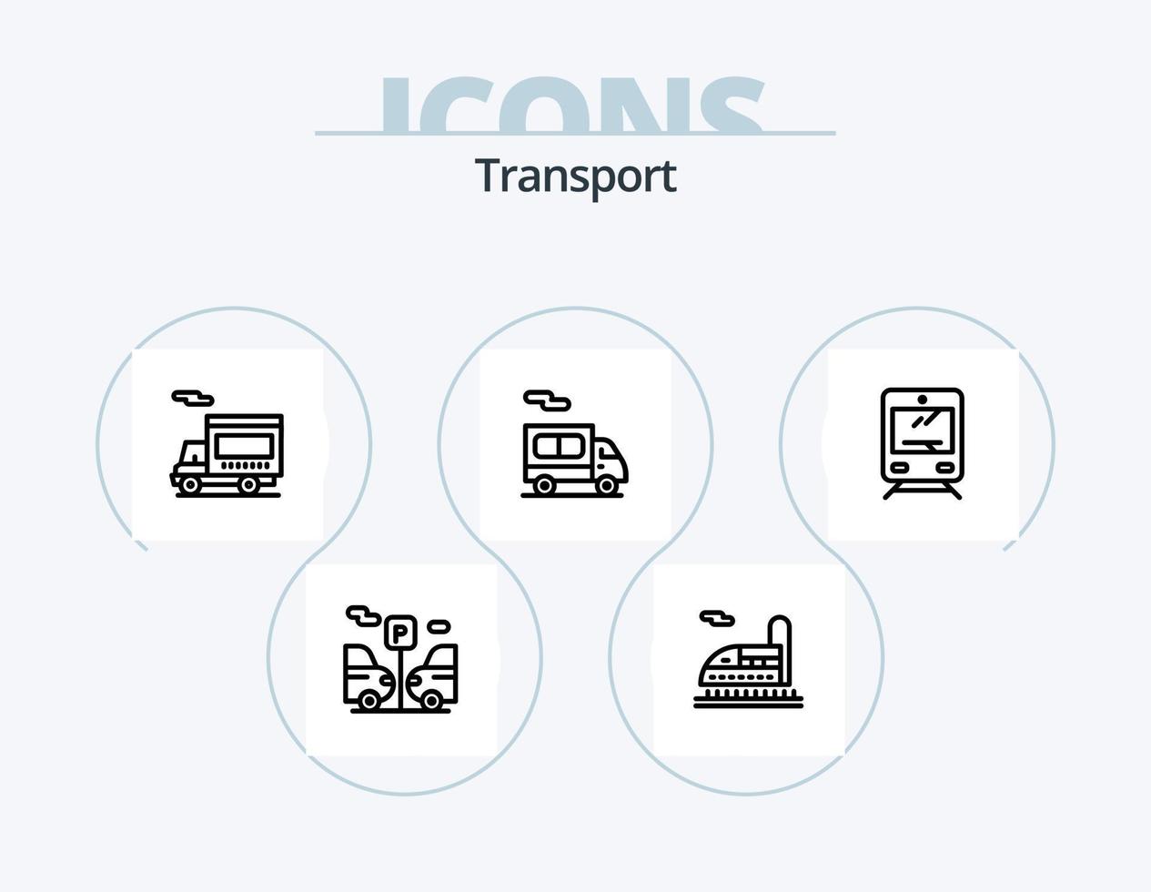 transporte línea icono paquete 5 5 icono diseño. . envío. elegante. entrega. patio vector