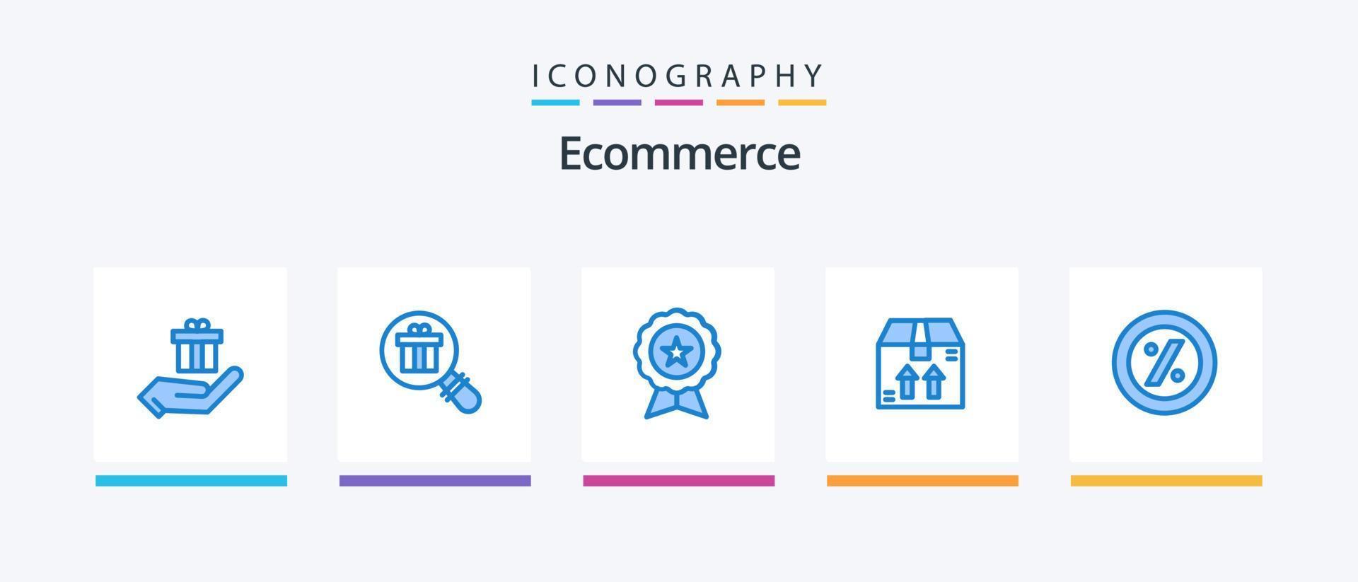 Ecommerce Blue 5 Icon Pack Including percent. package. badge. ecommerce. trusted. Creative Icons Design vector