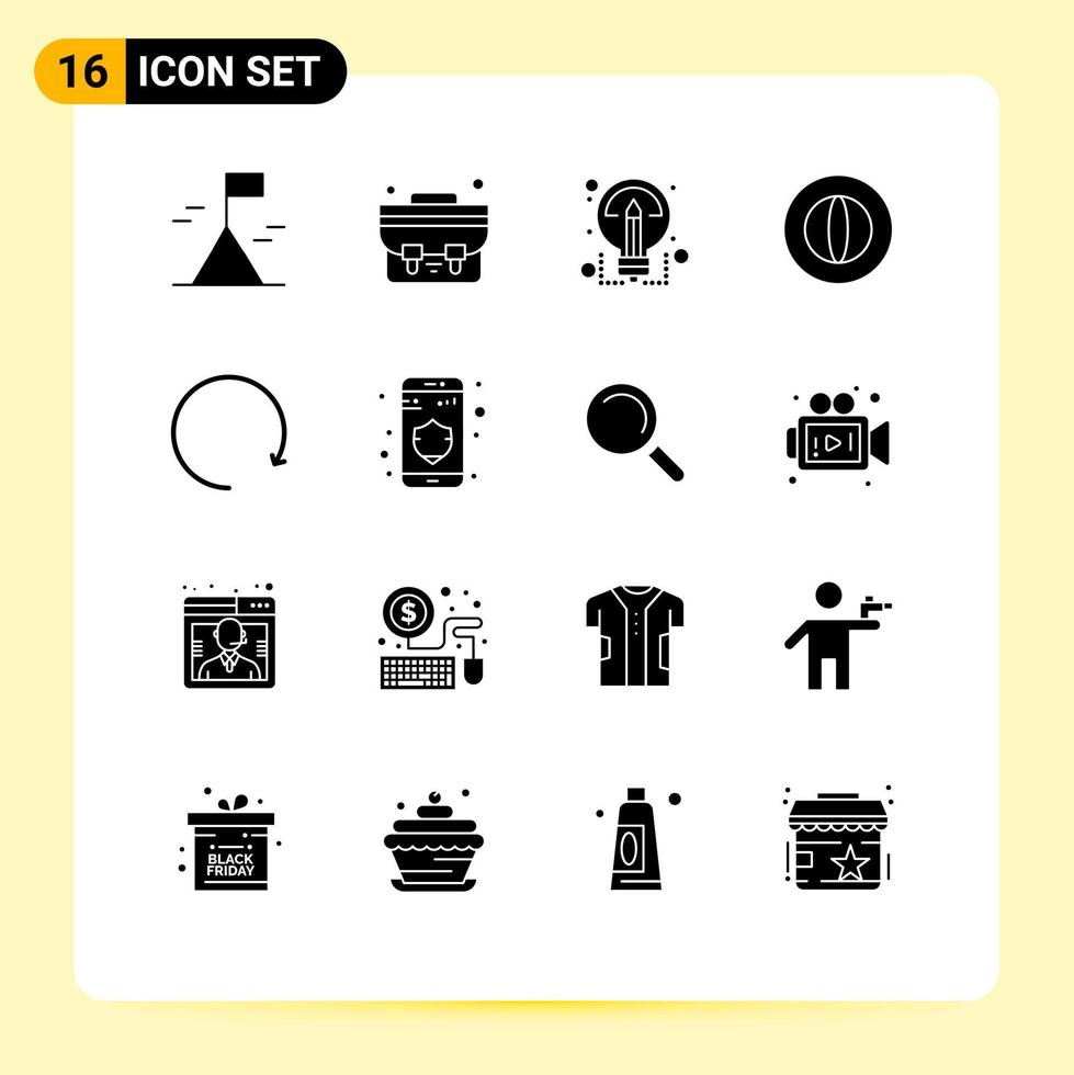 16 Solid Glyph concept for Websites Mobile and Apps data clockwise share arrow finance Editable Vector Design Elements