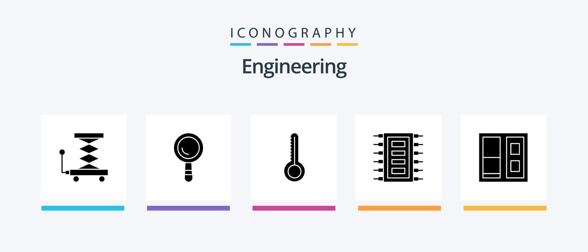 Engineering Glyph 5 Icon Pack Including door. building. thermometer. connect. chip. Creative Icons Design vector