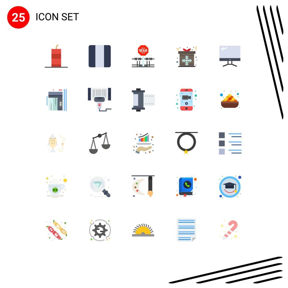 Mobile Interface Flat Color Set of 25 Pictograms of gift box layout present occupation Editable Vector Design Elements