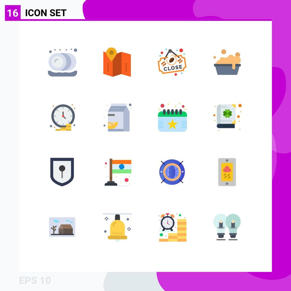 Set of 16 Commercial Flat Colors pack for money coin board business cleaning Editable Pack of Creative Vector Design Elements