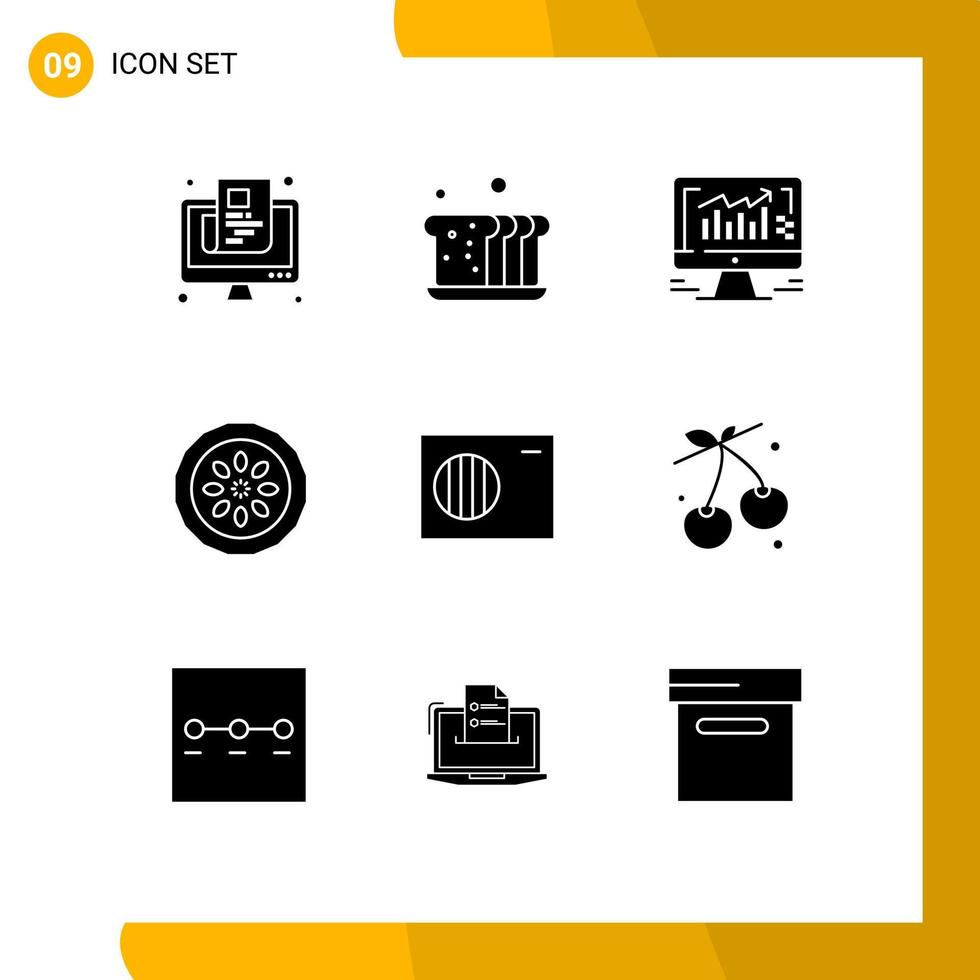 9 Universal Solid Glyphs Set for Web and Mobile Applications kitchen dinner food cake business Editable Vector Design Elements