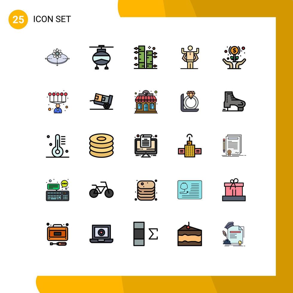 Filled line Flat Color Pack of 25 Universal Symbols of expand multitask vehicles human plant Editable Vector Design Elements
