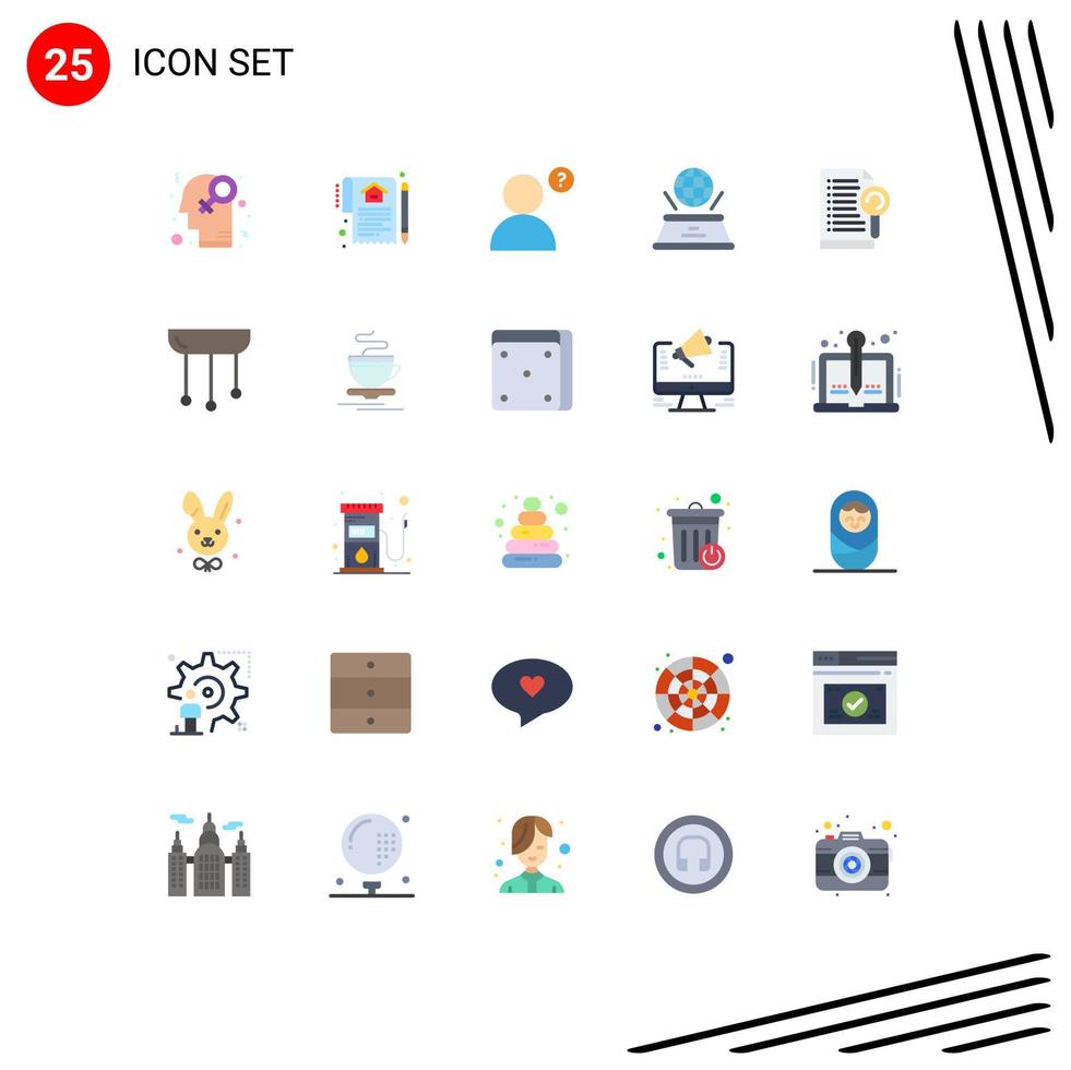 25 Universal Flat Colors Set for Web and Mobile Applications search document contract presentation hologram Editable Vector Design Elements