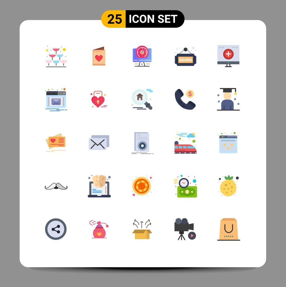 25 Creative Icons Modern Signs and Symbols of computer tag compass sign fitness Editable Vector Design Elements