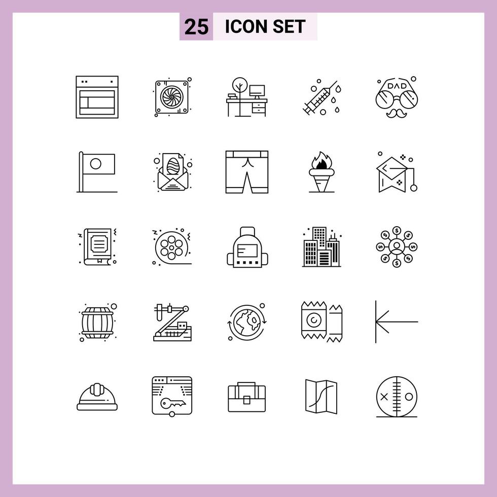 Pictogram Set of 25 Simple Lines of accessories medical hardware health place Editable Vector Design Elements