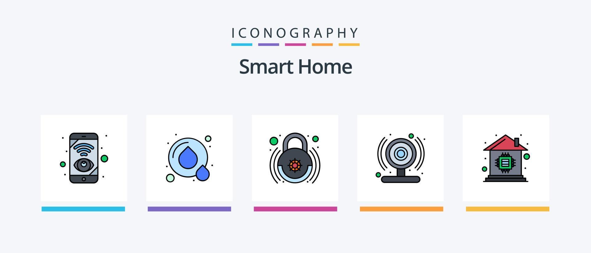 inteligente hogar línea lleno 5 5 icono paquete incluso inteligente horno. horno. cable. inteligente. registro. creativo íconos diseño vector