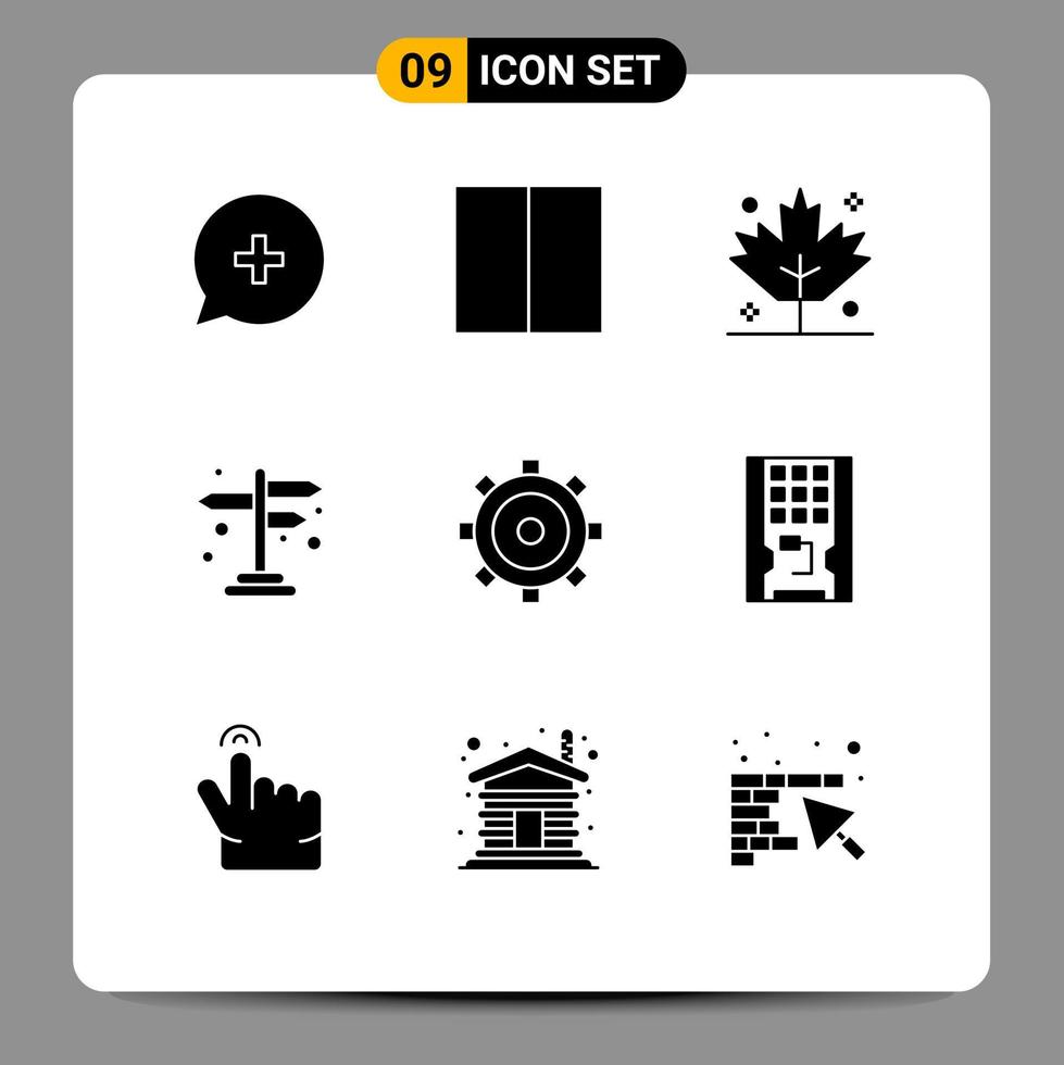 Group of 9 Solid Glyphs Signs and Symbols for setting basic holiday cross road navigation Editable Vector Design Elements