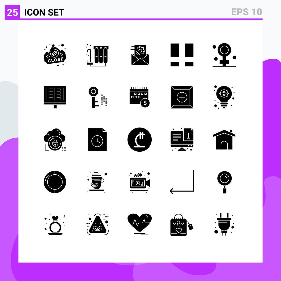 Modern Set of 25 Solid Glyphs and symbols such as female photo data layout collage Editable Vector Design Elements