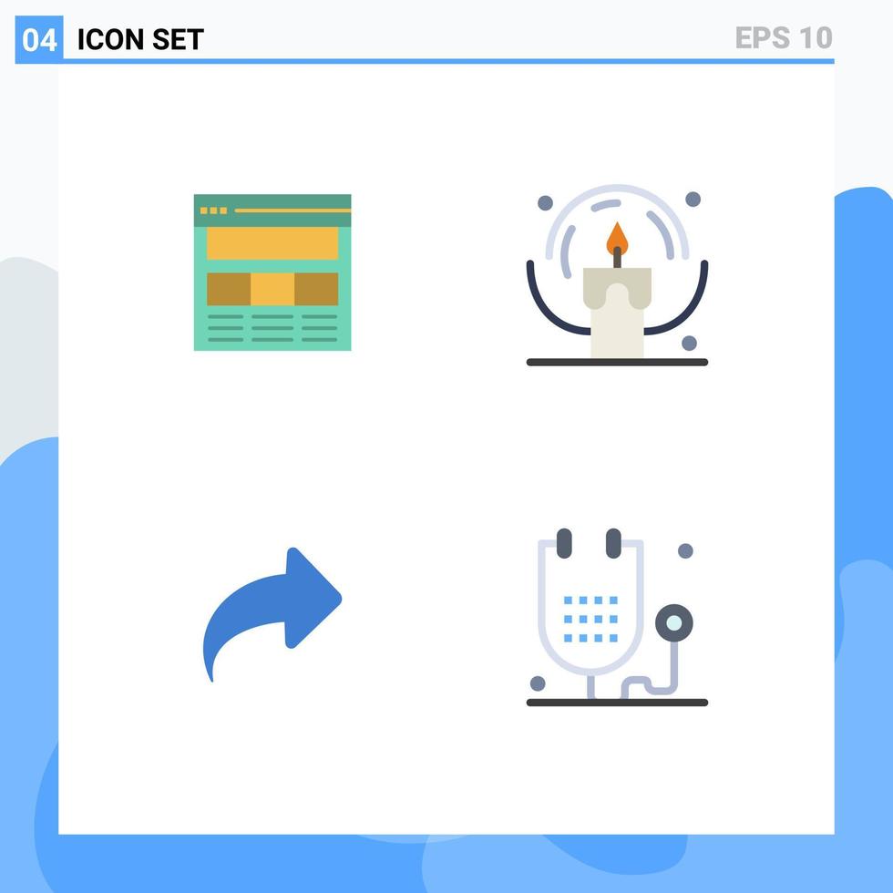 Pack of 4 Modern Flat Icons Signs and Symbols for Web Print Media such as website arrow web halloween right Editable Vector Design Elements