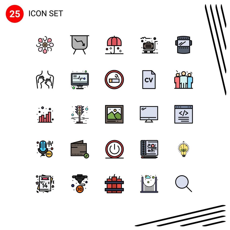 Set of 25 Modern UI Icons Symbols Signs for welding mask travel insurance suitcase sunshade Editable Vector Design Elements