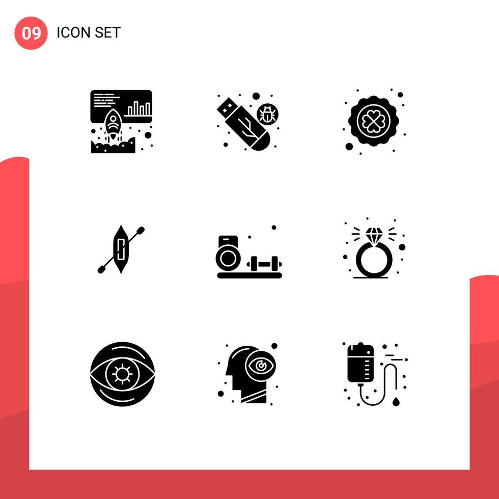 Set of 9 Modern UI Icons Symbols Signs for hobbies kayak virus canoe poker Editable Vector Design Elements