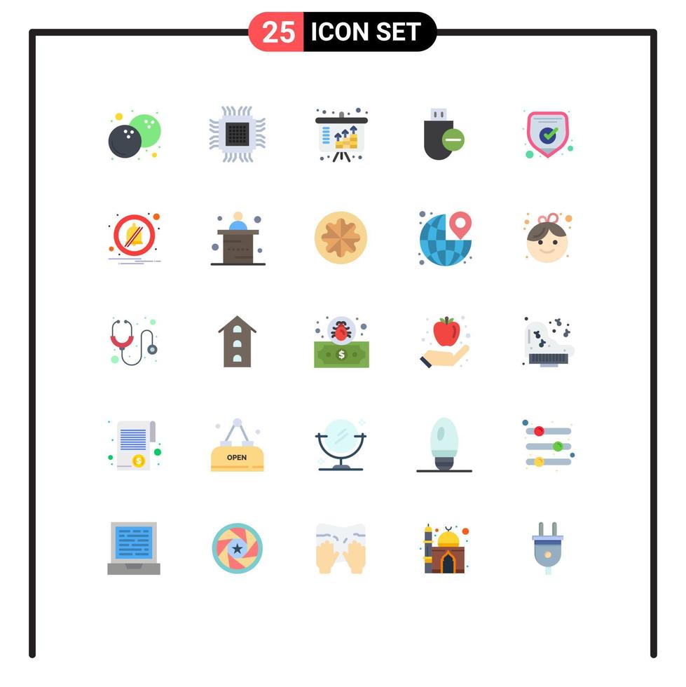 25 Universal Flat Colors Set for Web and Mobile Applications protection remove assets hardware computers Editable Vector Design Elements