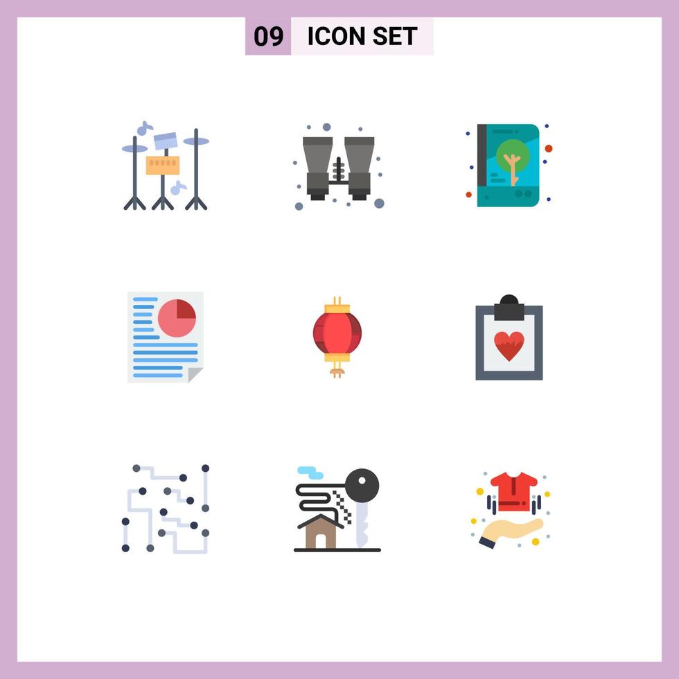 Flat Color Pack of 9 Universal Symbols of china report brand identity page data Editable Vector Design Elements