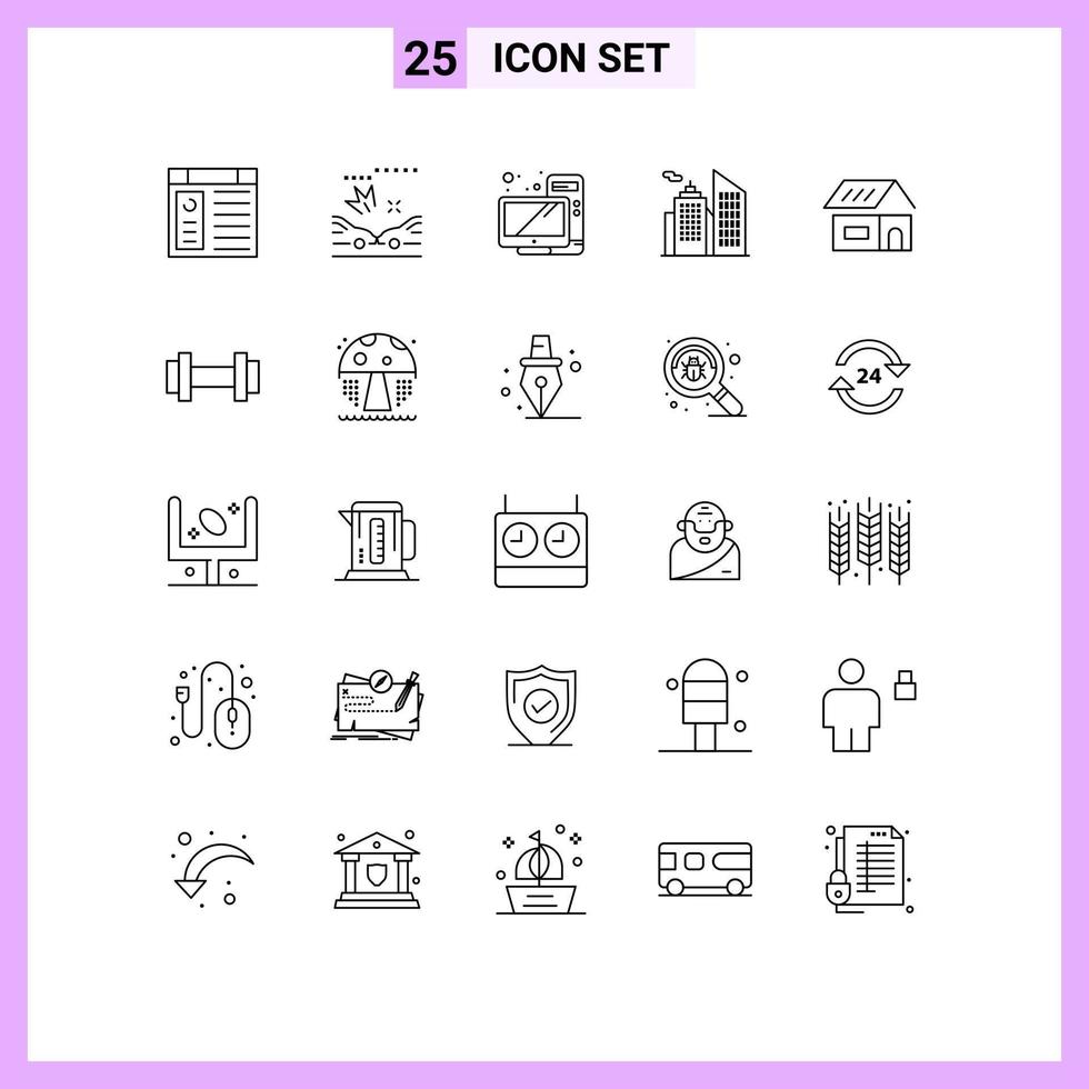 conjunto de 25 moderno ui íconos símbolos señales para hogar construir escritorio edificio negocio editable vector diseño elementos