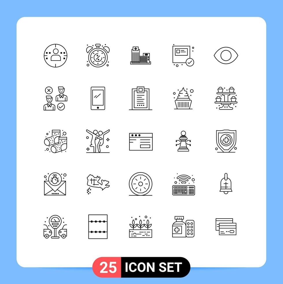 Modern Set of 25 Lines and symbols such as eye package building ecommerce office Editable Vector Design Elements