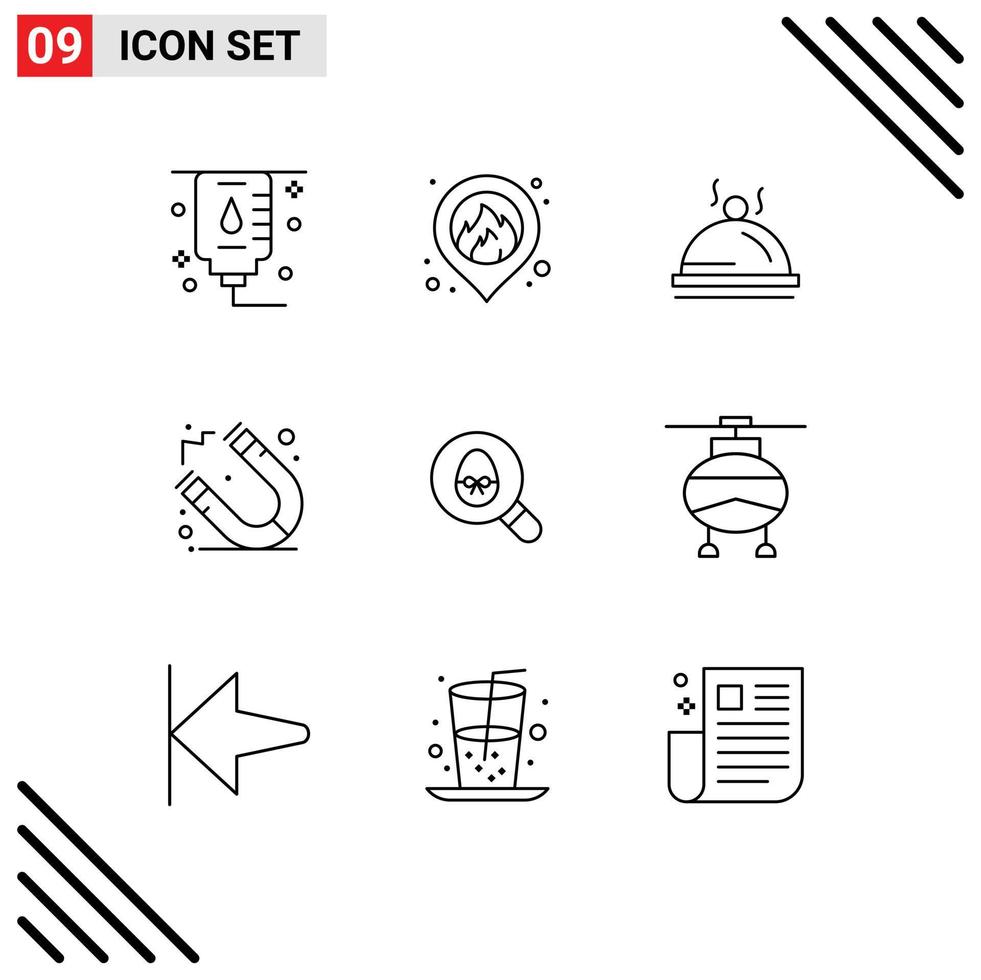 Outline Pack of 9 Universal Symbols of helicopter easter pallater egg school Editable Vector Design Elements
