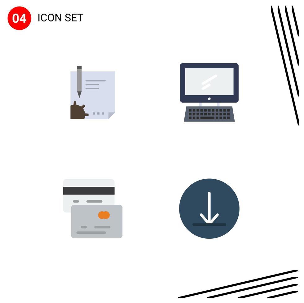 Modern Set of 4 Flat Icons and symbols such as contract device page signing pc Editable Vector Design Elements