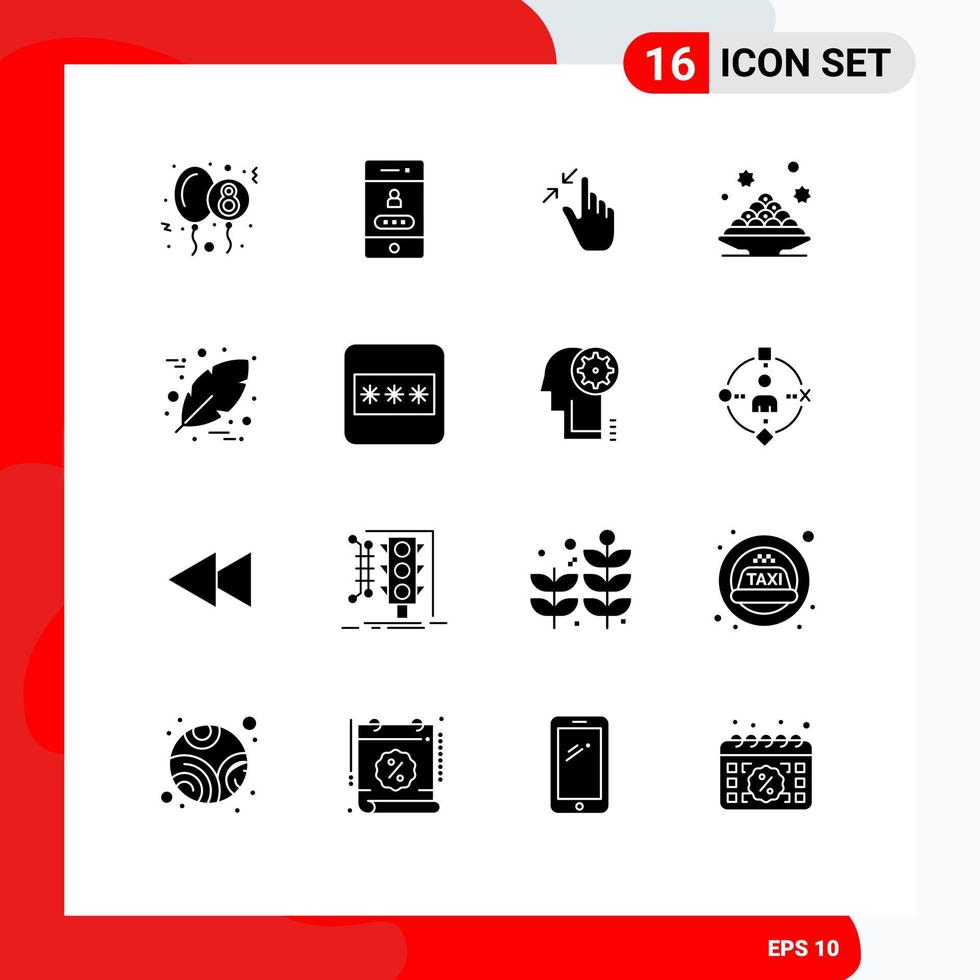 User Interface Pack of 16 Basic Solid Glyphs of dish plate contract sweet touch Editable Vector Design Elements