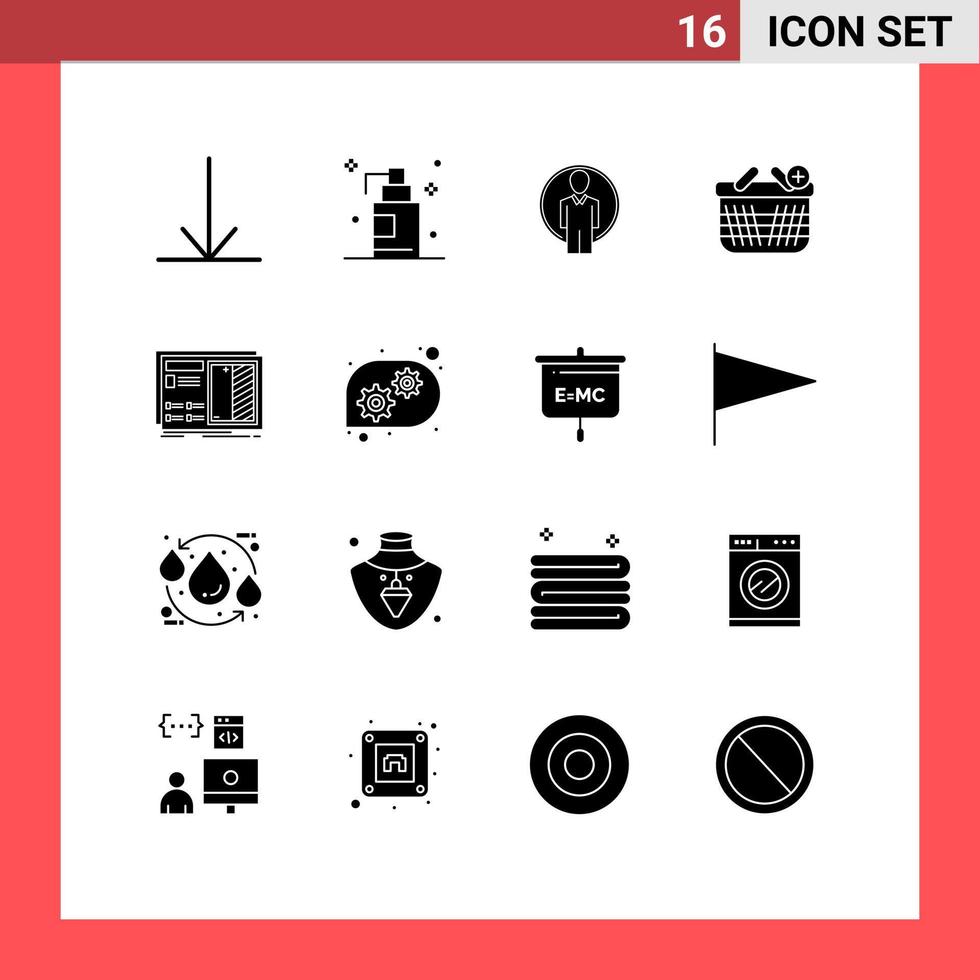 16 Thematic Vector Solid Glyphs and Editable Symbols of prototype drawing image design add Editable Vector Design Elements