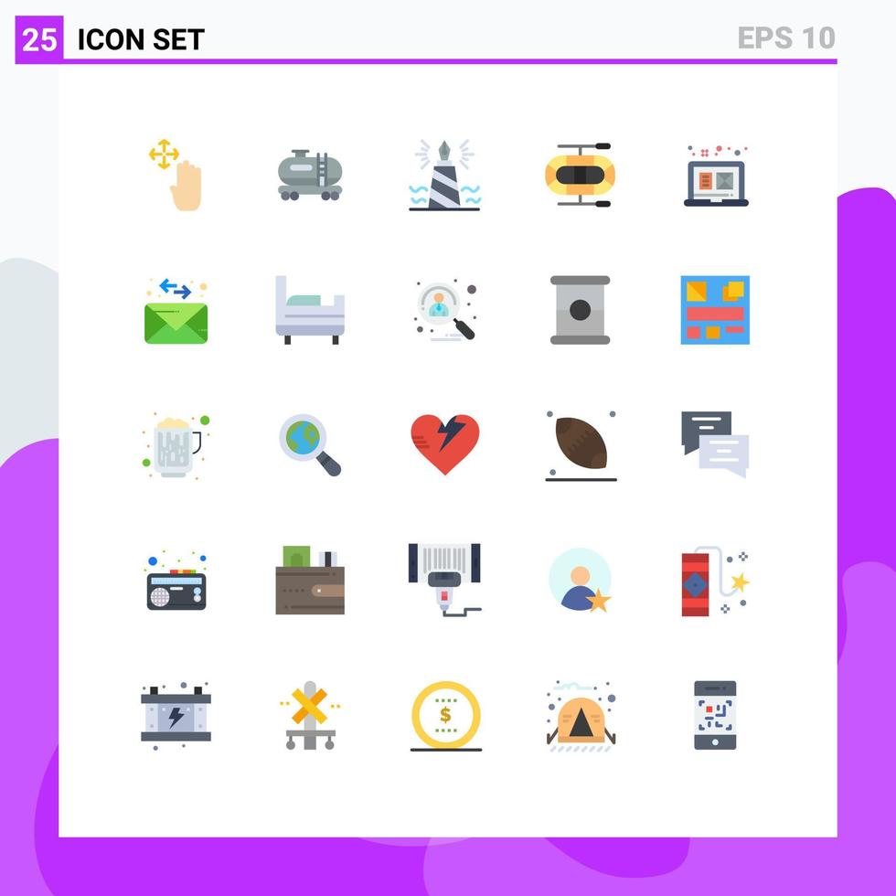 Modern Set of 25 Flat Colors Pictograph of graphic design digital graphic write design boat Editable Vector Design Elements
