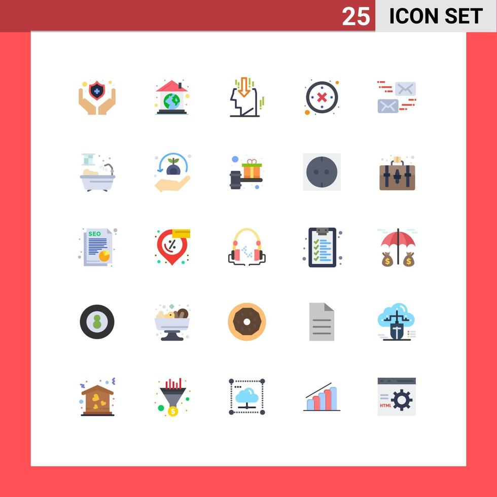 25 Thematic Vector Flat Colors and Editable Symbols of message mail marketing email failure Editable Vector Design Elements