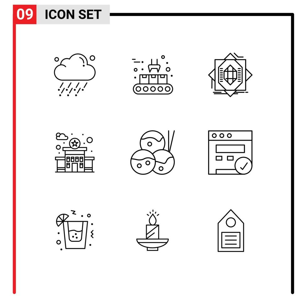 9 Creative Icons Modern Signs and Symbols of japanese station abstract police forming Editable Vector Design Elements