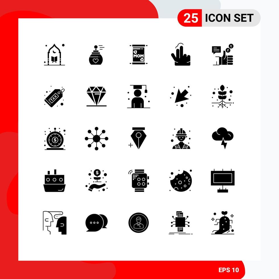 conjunto de 25 moderno ui íconos símbolos señales para social toque aroma mano doble editable vector diseño elementos