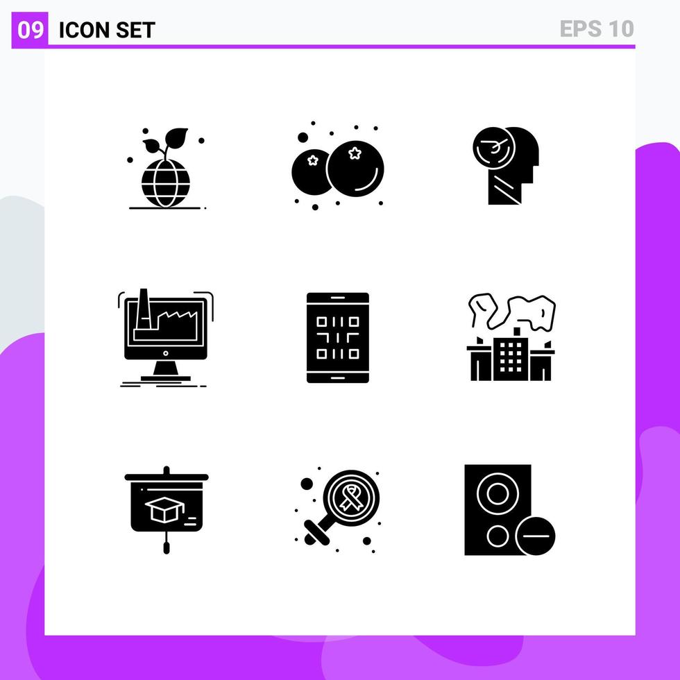 User Interface Pack of 9 Basic Solid Glyphs of product manufacturing activity factory speed Editable Vector Design Elements