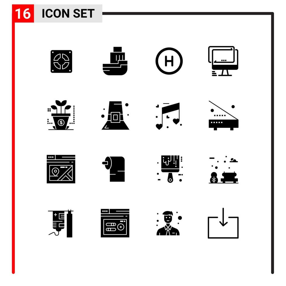 16 Creative Icons Modern Signs and Symbols of finance imac transfer device computer Editable Vector Design Elements