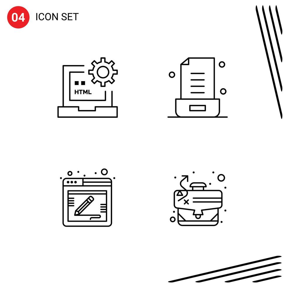 Stock Vector Icon Pack of 4 Line Signs and Symbols for code blog development letter feedback Editable Vector Design Elements