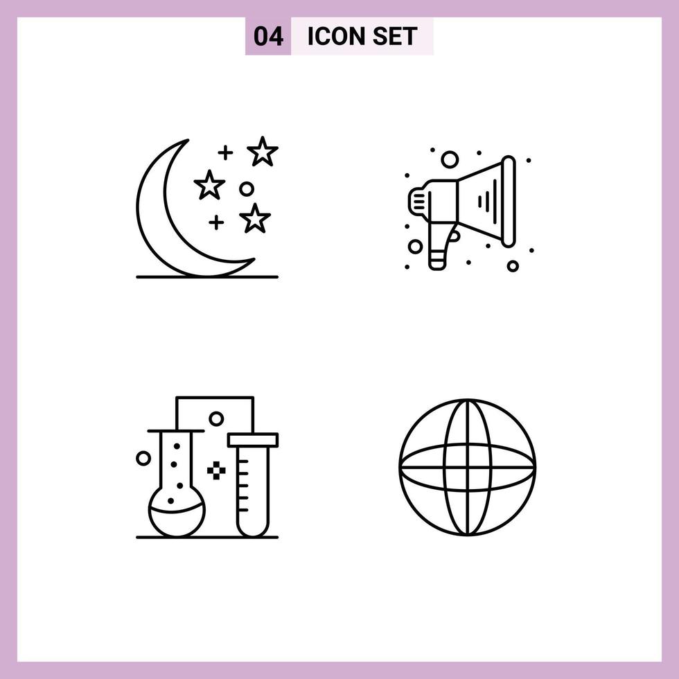 Set of 4 Modern UI Icons Symbols Signs for halloween science of matter announce chemical science globe Editable Vector Design Elements