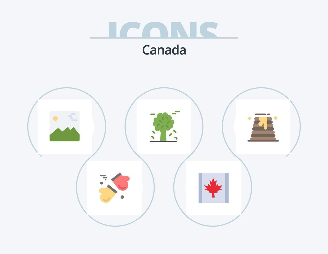 Canadá plano icono paquete 5 5 icono diseño. Canadá. pino arboles galería. Canadá. alpino vector