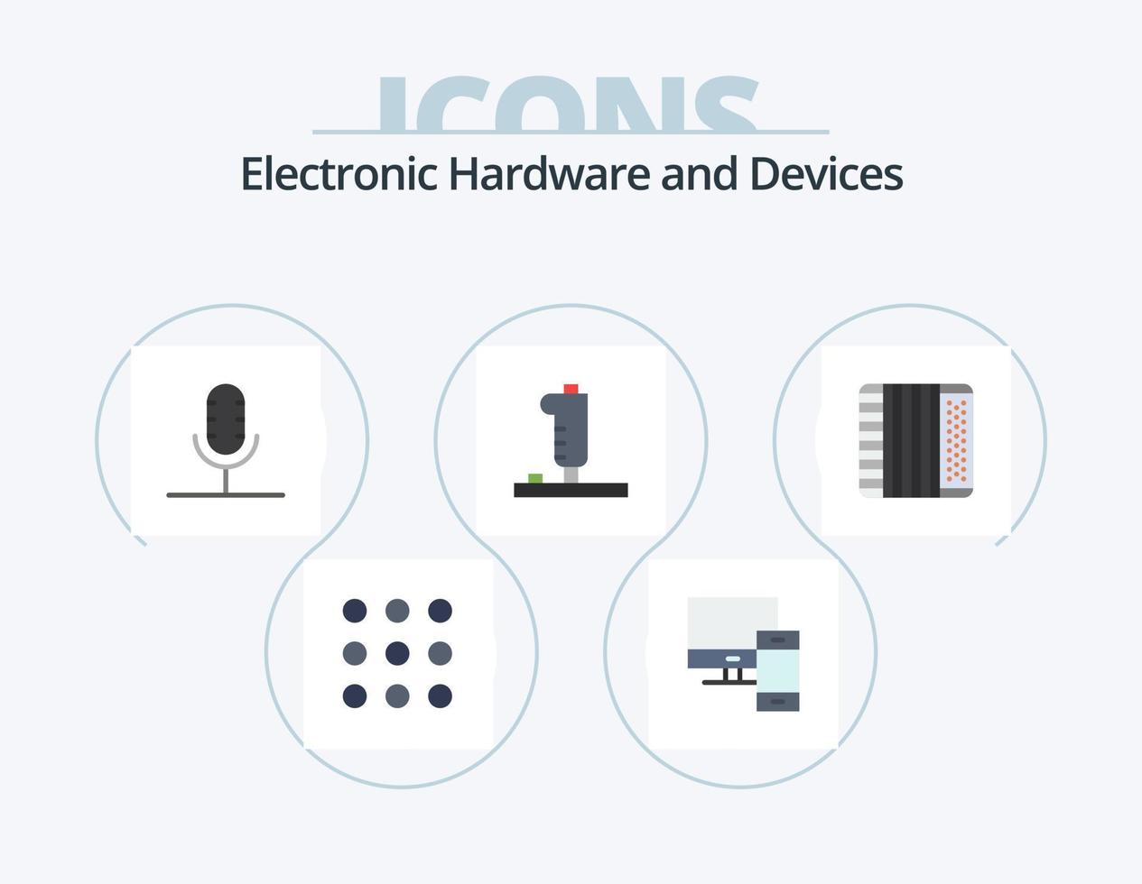 Devices Flat Icon Pack 5 Icon Design. accordion. game. audio. device. record vector