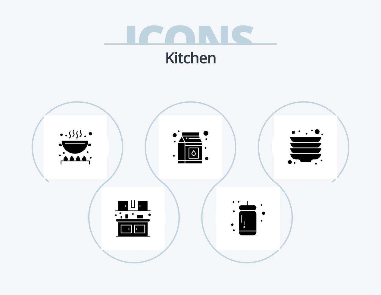 Kitchen Glyph Icon Pack 5 Icon Design. plates. kitchen. cook. pack. milk vector