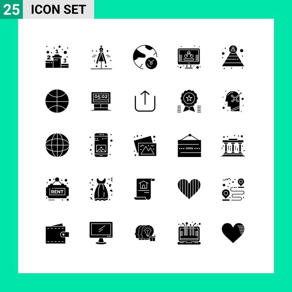 Set of 25 Modern UI Icons Symbols Signs for structure career information screen management Editable Vector Design Elements