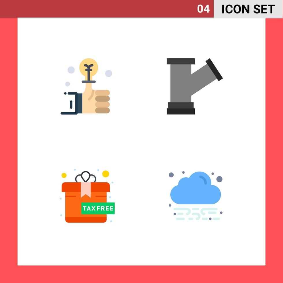 Group of 4 Modern Flat Icons Set for bulb gift smart tools energy Editable Vector Design Elements