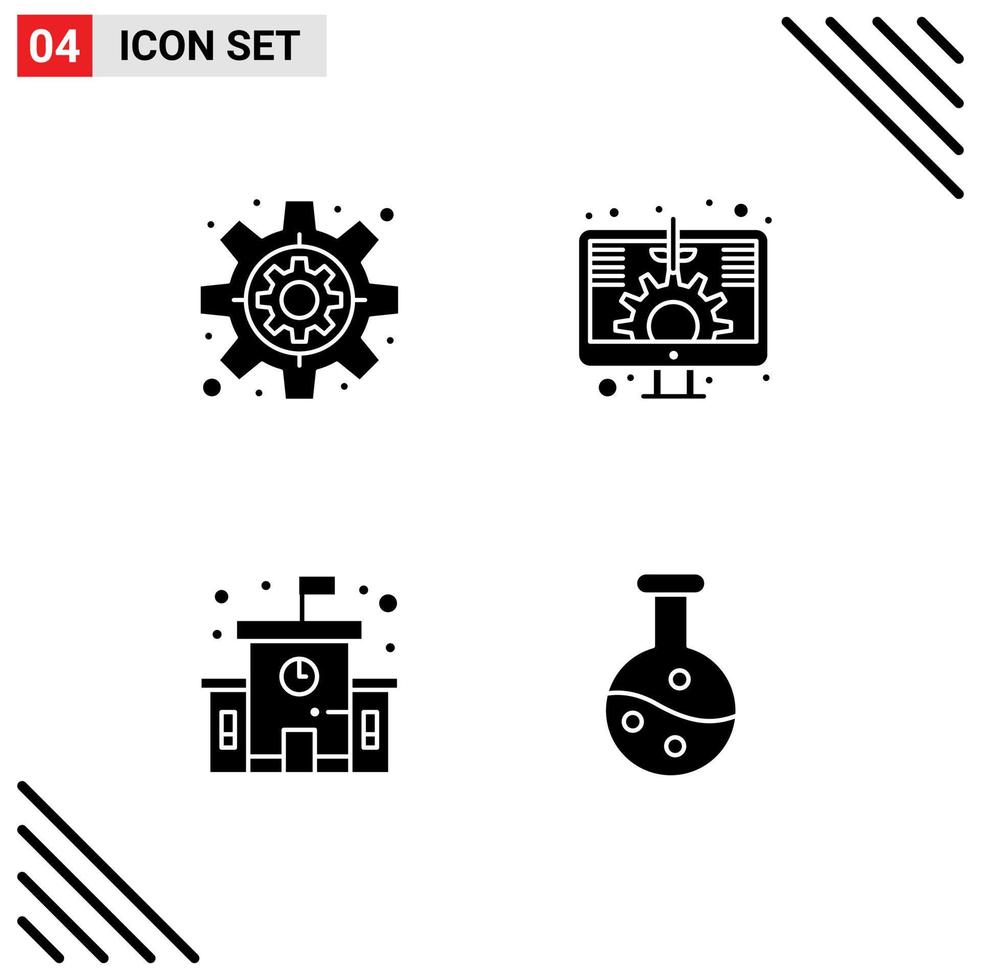 Set of 4 Modern UI Icons Symbols Signs for business school digital screen experiment Editable Vector Design Elements