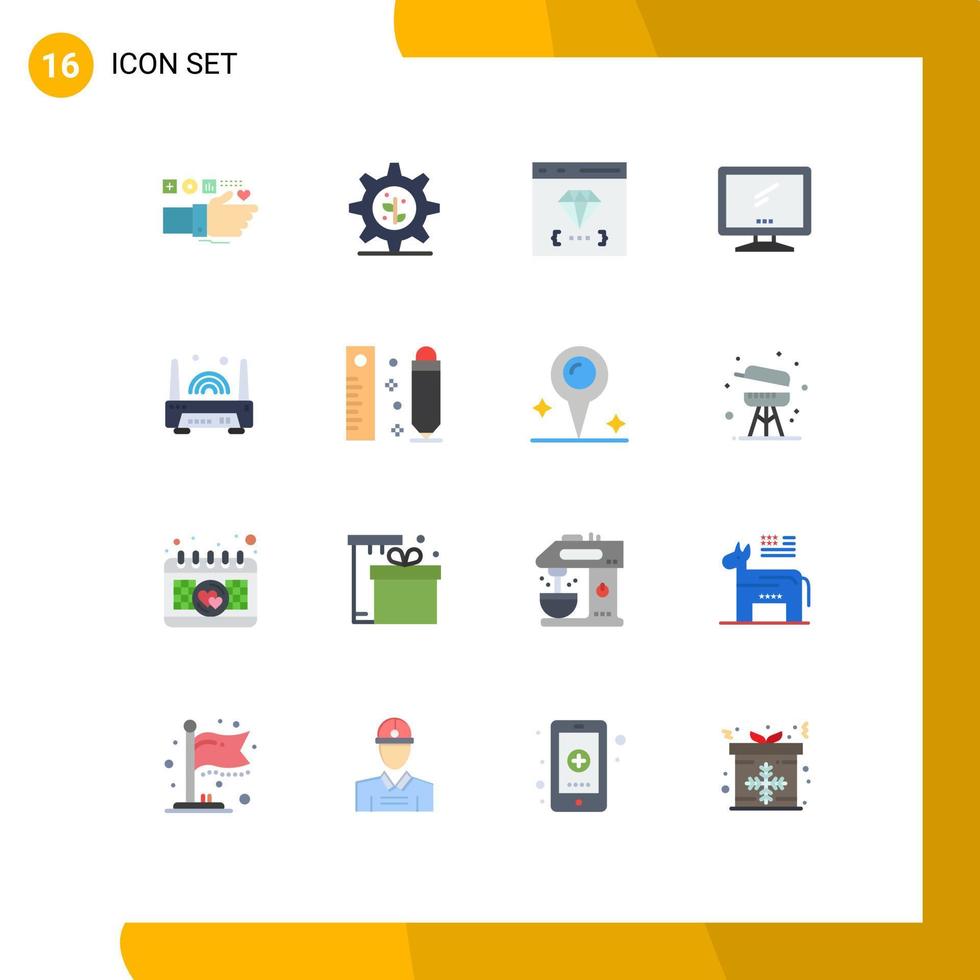 16 Creative Icons Modern Signs and Symbols of pc device app monitor development Editable Pack of Creative Vector Design Elements