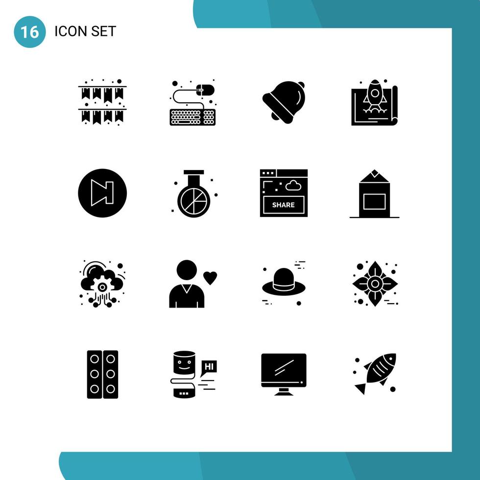 16 Creative Icons Modern Signs and Symbols of engine multimedia education arrow marketing Editable Vector Design Elements