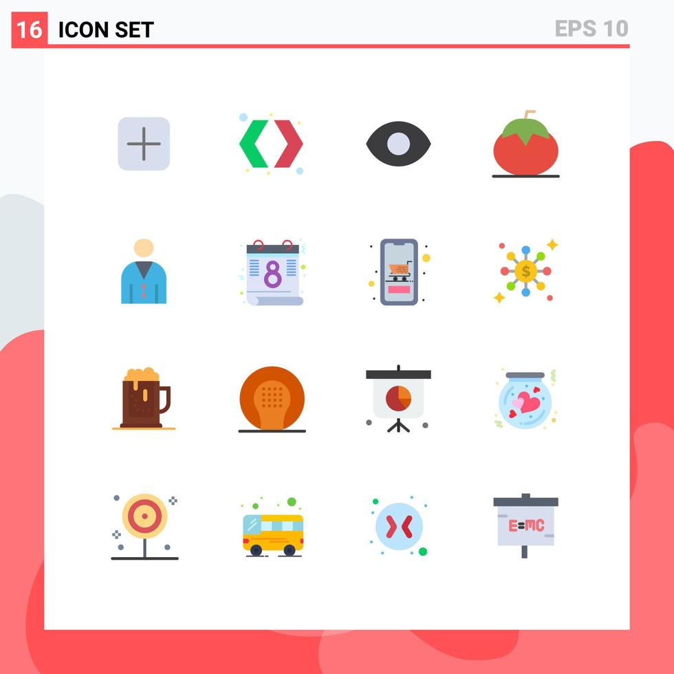 16 Creative Icons Modern Signs and Symbols of interface avatar eye vegetables healthy Editable Pack of Creative Vector Design Elements