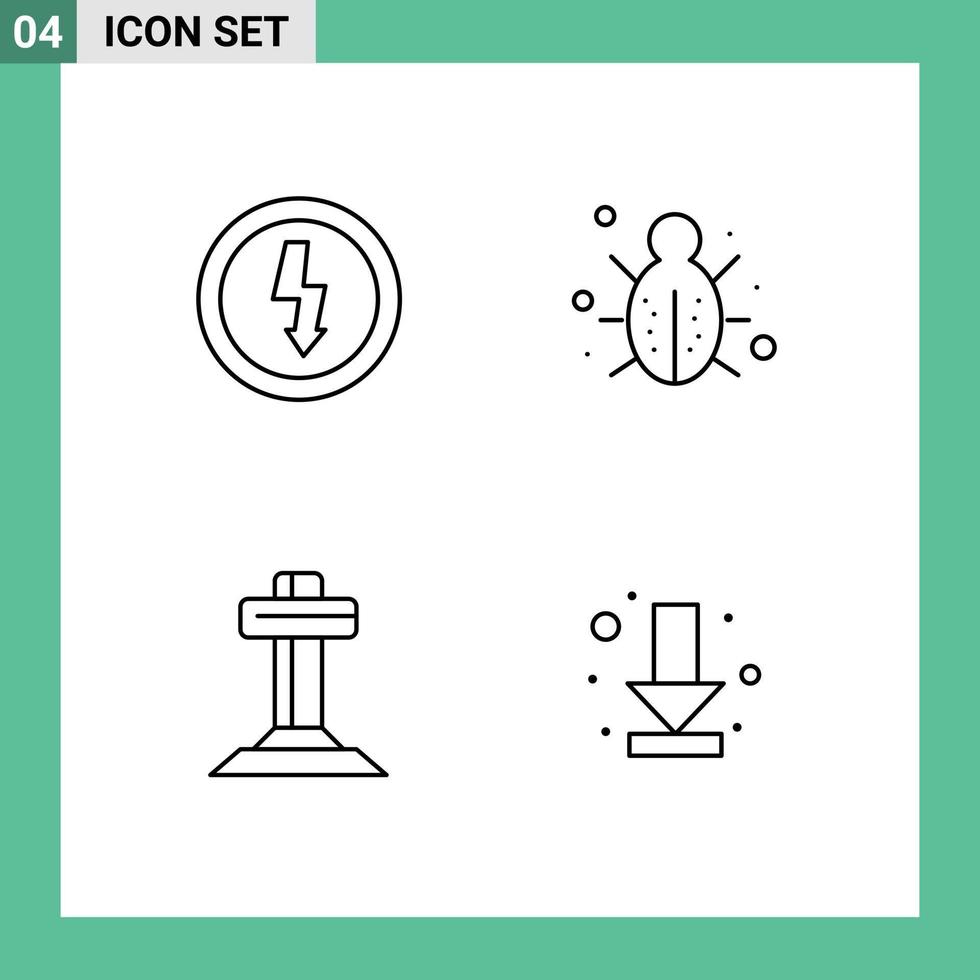 4 Universal Filledline Flat Colors Set for Web and Mobile Applications charge celebration power network cross Editable Vector Design Elements