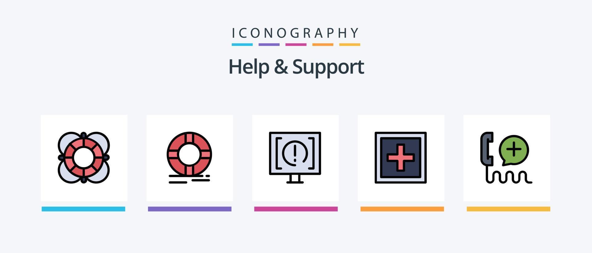 Help And Support Line Filled 5 Icon Pack Including customer. location. service. support. global. Creative Icons Design vector