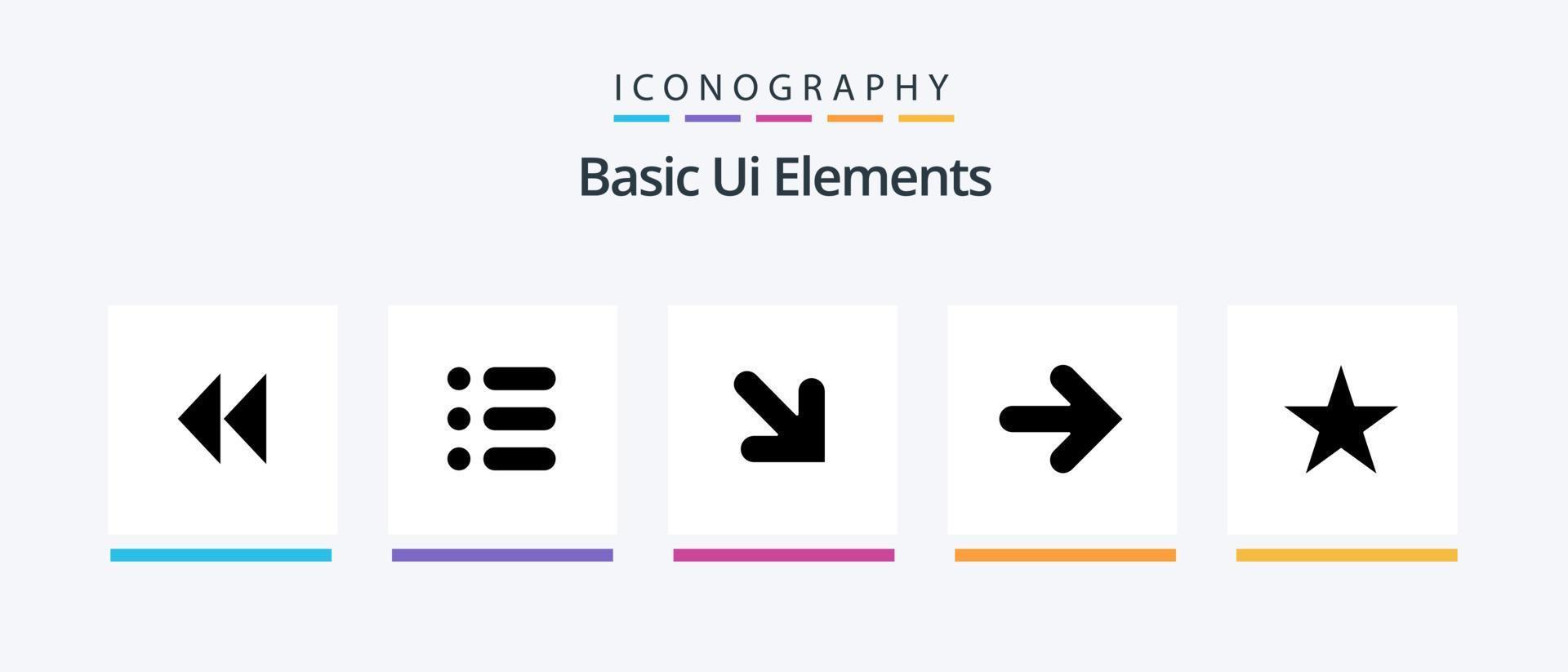 Basic Ui Elements Glyph 5 Icon Pack Including media. bookmark. arrow. right. forward. Creative Icons Design vector