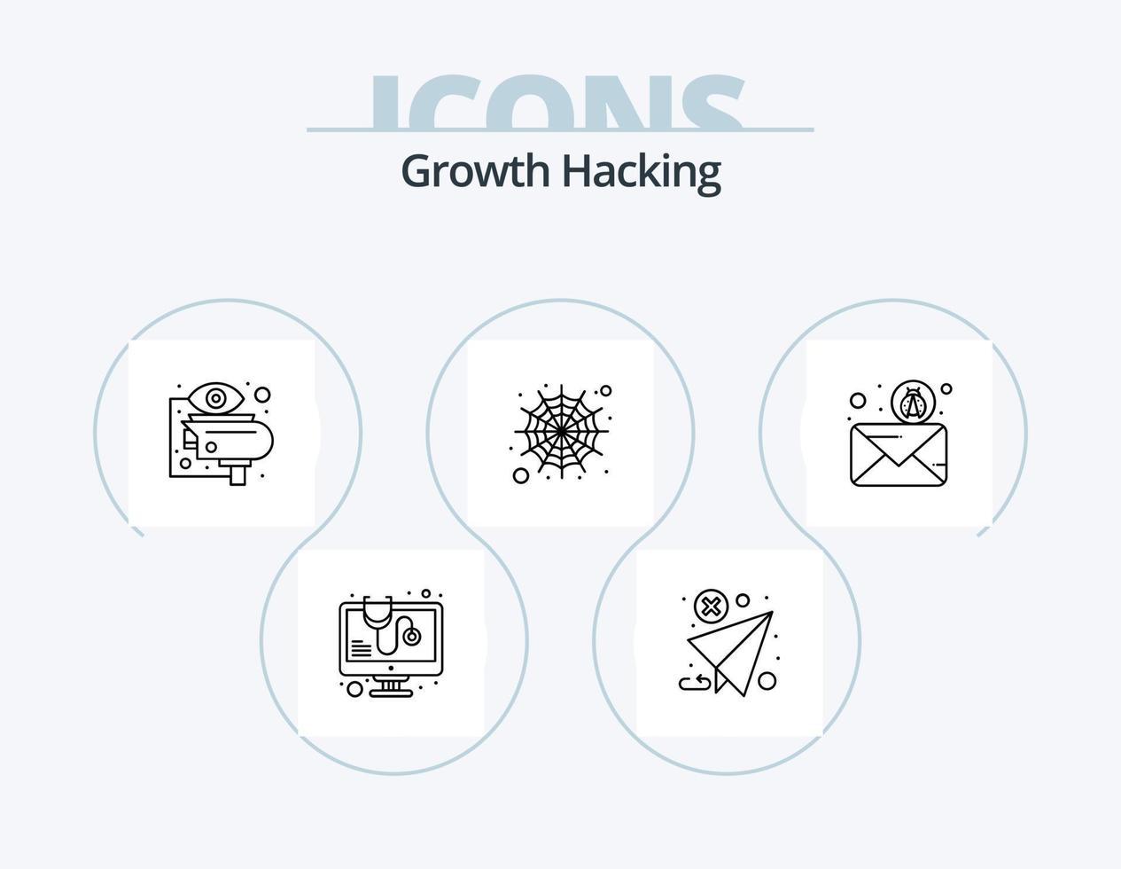 Hacking Line Icon Pack 5 Icon Design. computer. protection. antivirus. hacker. cyber vector