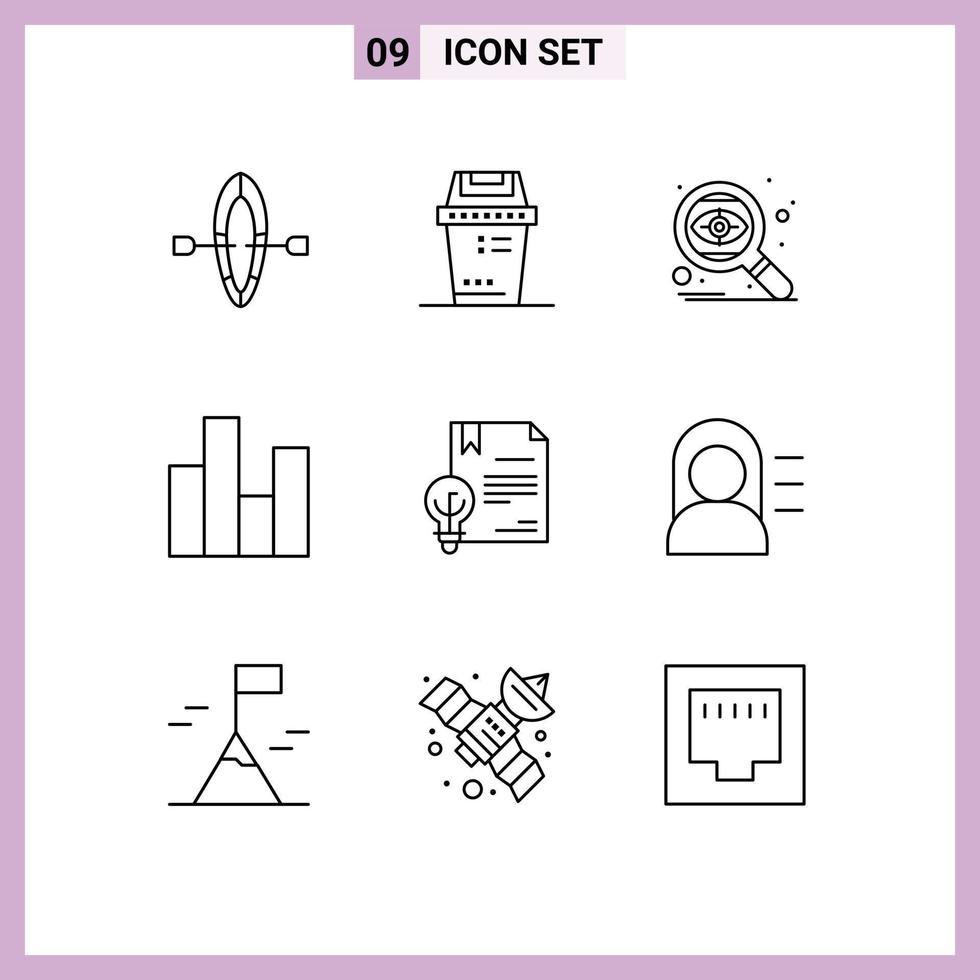 universal icono símbolos grupo de 9 9 moderno contornos de derechos de autor estadísticas seo Finanzas negocio editable vector diseño elementos