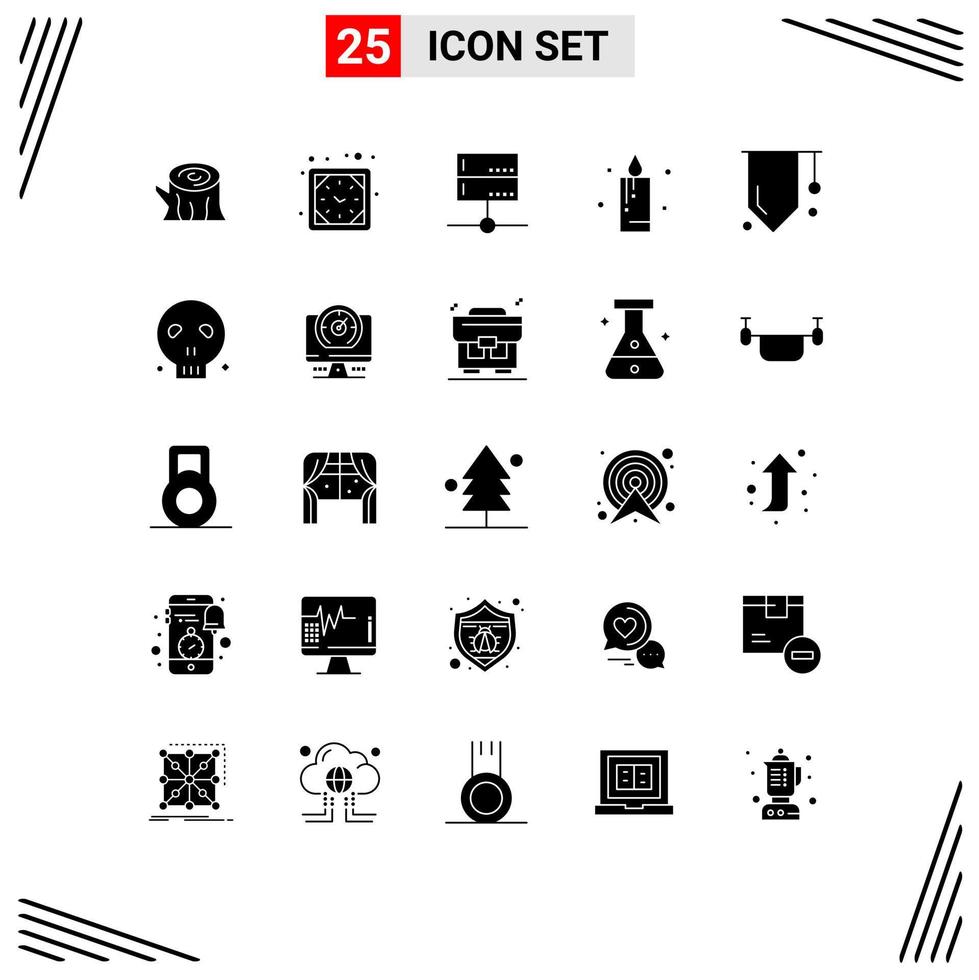 Editable Vector Line Pack of 25 Simple Solid Glyphs of education holiday admin celebration signal Editable Vector Design Elements